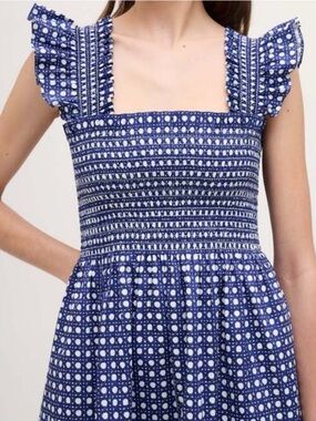 NWT Hill House The Elizabeth Nap Mini Dress in Blue Basket Weave size XXS